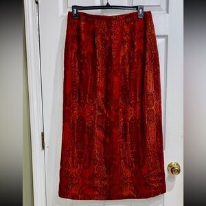 Dana Buchman Burgundy Paisley Wool Wrap Skirt